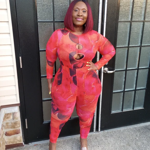 Multicolored Mesh Catsuit Plus Size - Picture 2 of 2